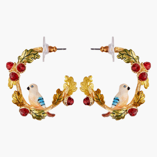 Acorn And Jay Creoles Earrings