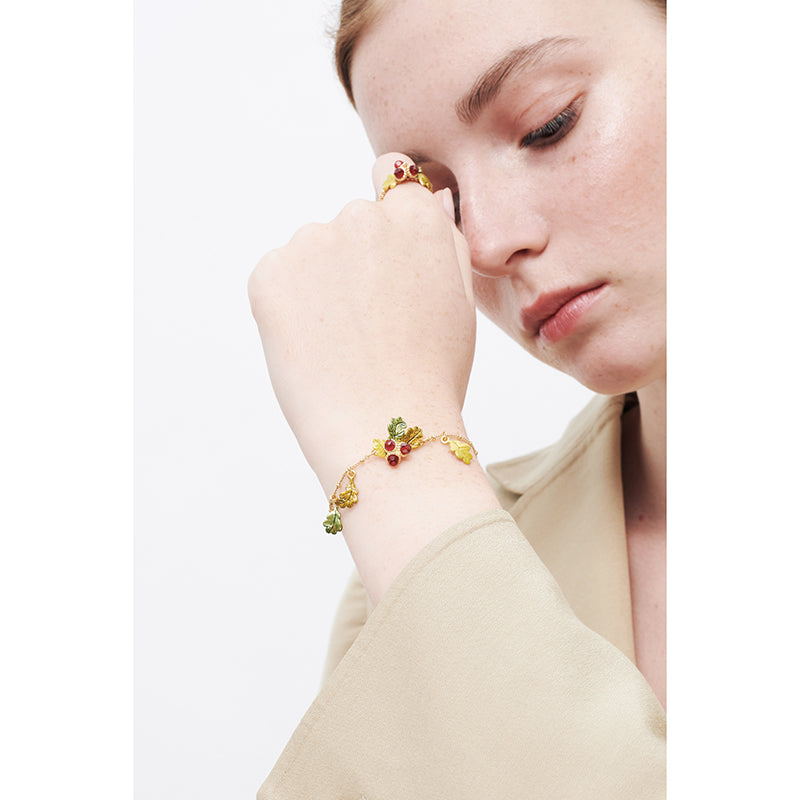 Acorn And Oak Tree Leaves Charms Bracelet | AMEF2051