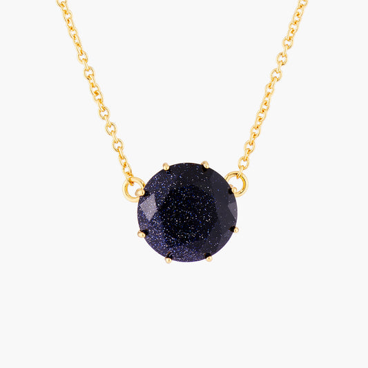 Deep Sparkling Blue Round Stone La Diamantine Pendant Necklace