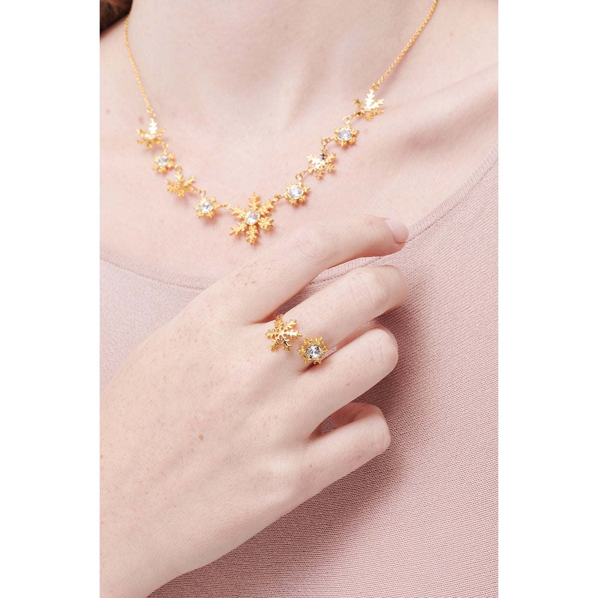 Golden Snowflakes Adjustable Rings | AMSC6021
