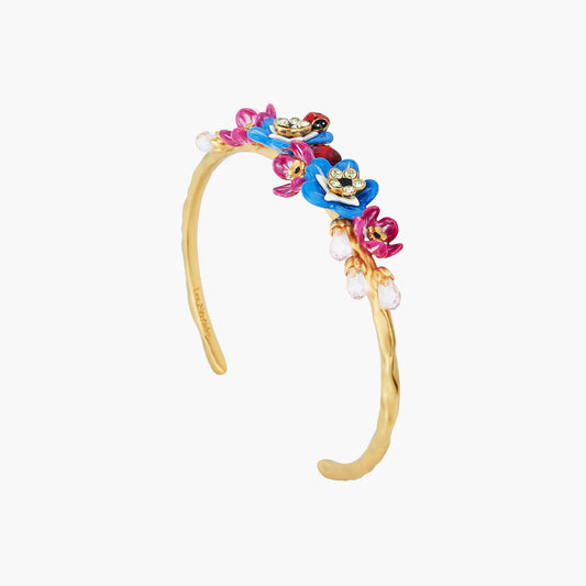 Forget-Me-Not Flower And Ladybird Bangle Bracelet