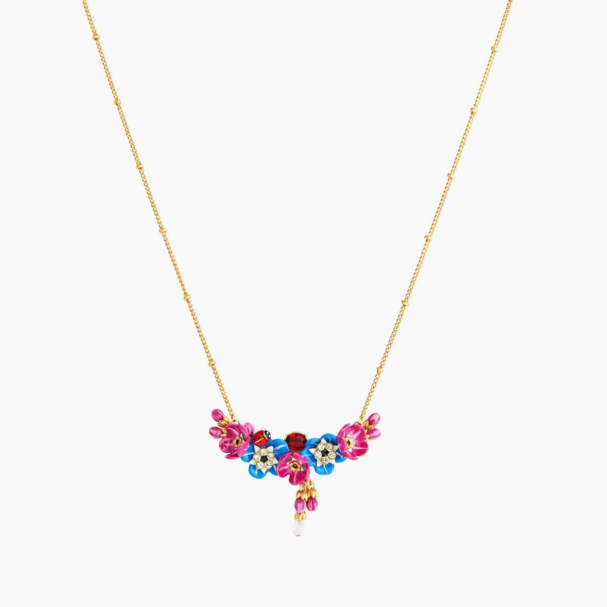 Forget-Me-Not Rosebuds And Ladybird Statement Necklace | ANBM3011