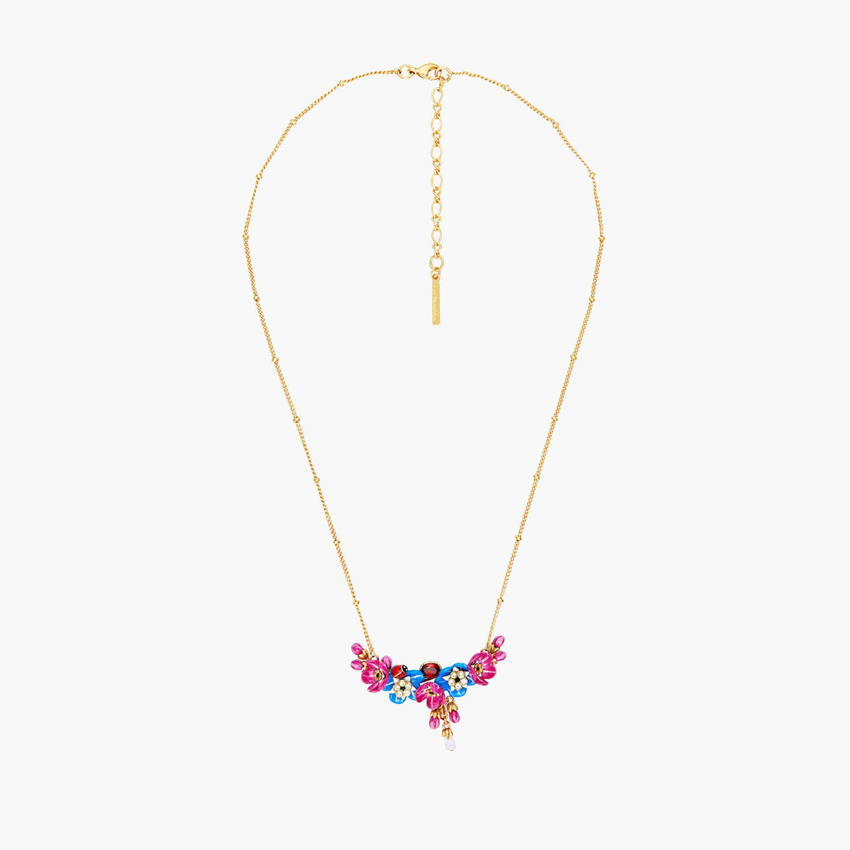 Forget-Me-Not Rosebuds And Ladybird Statement Necklace | ANBM3011