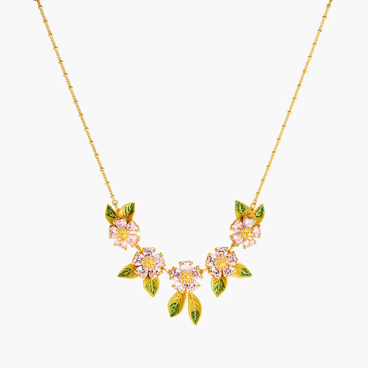 Foliage And Heart Flower Petals Statement Necklace