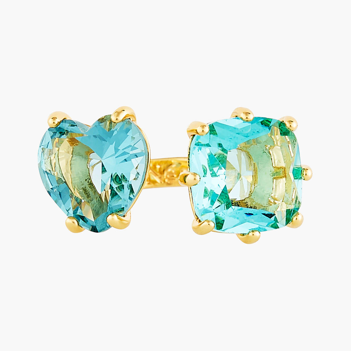 La Diamantine Acqua Azzurra You And Me Heart And Square Stone Rings | ANLD6181