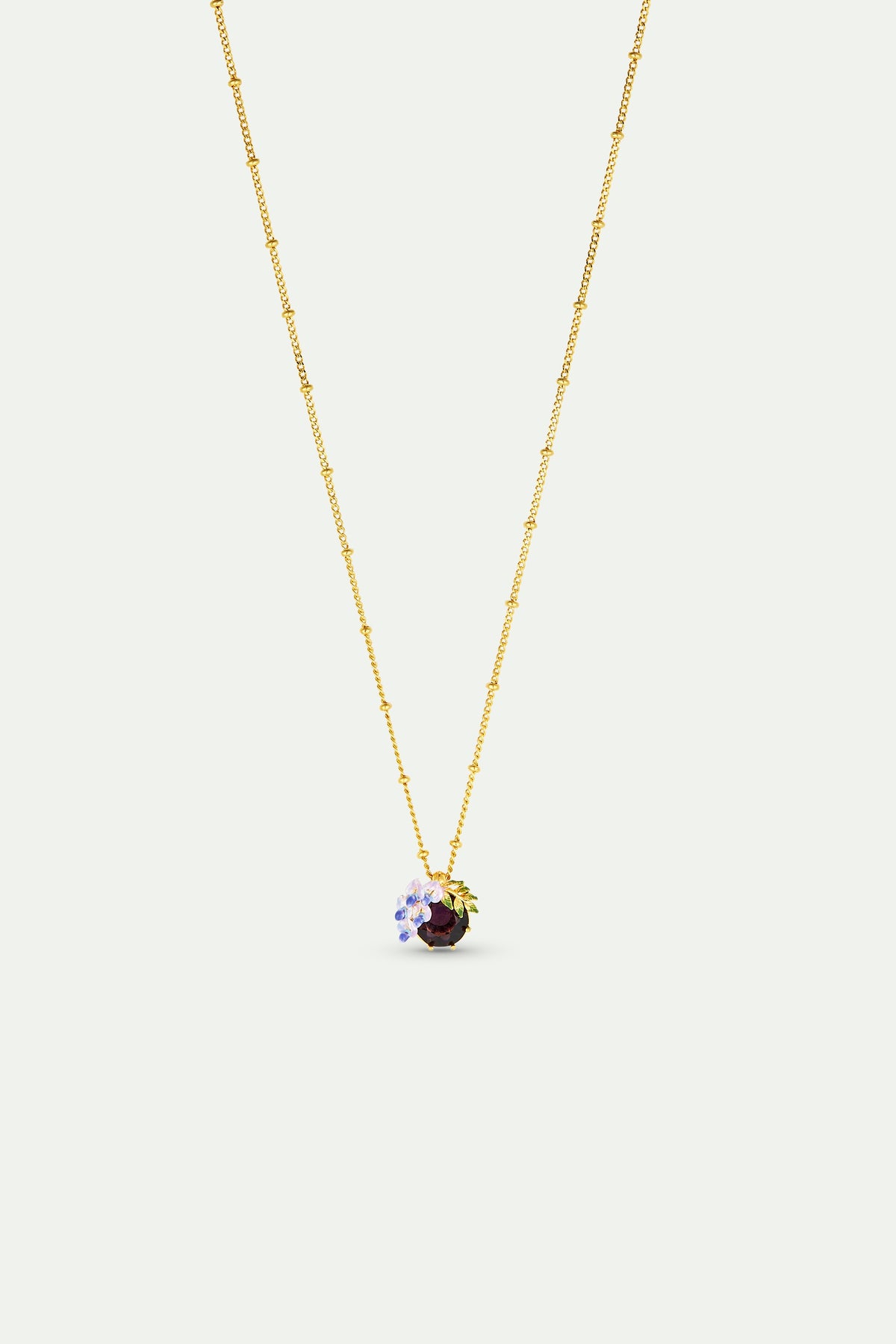 Small Wisteria And Faceted Crystal Pendant Necklace | ANOF3021