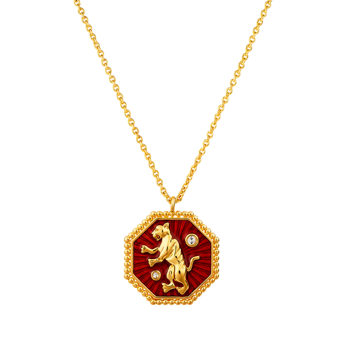 Tiger Zodiac Sign Pendant Necklace | anza3031