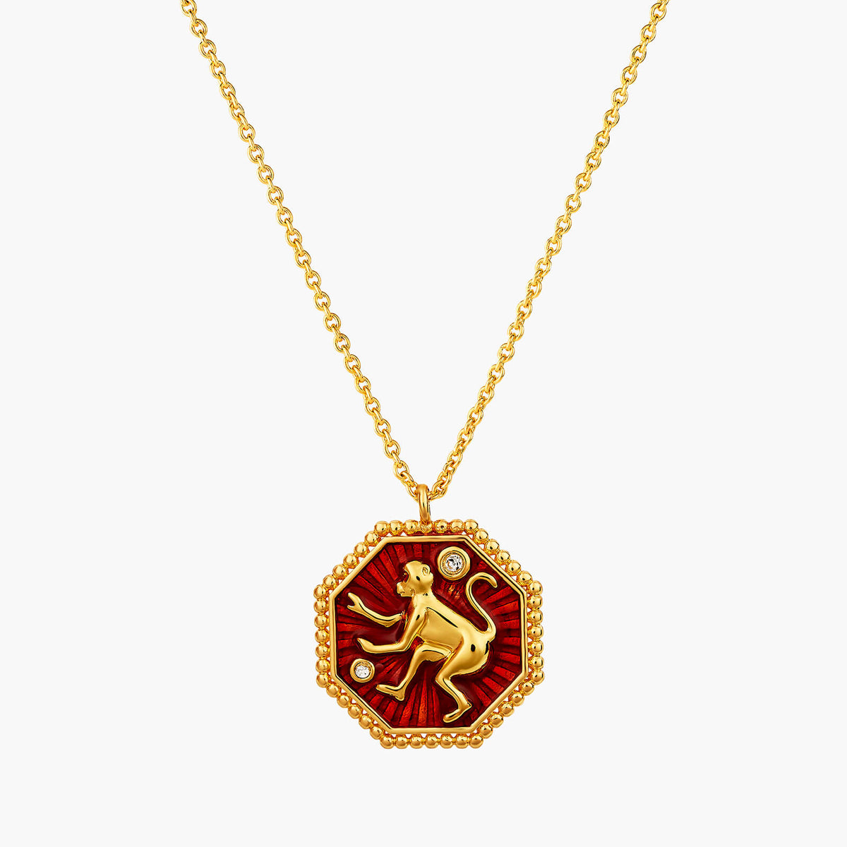 Monkey Zodiac Sign Pendant Necklace | ANZA3091