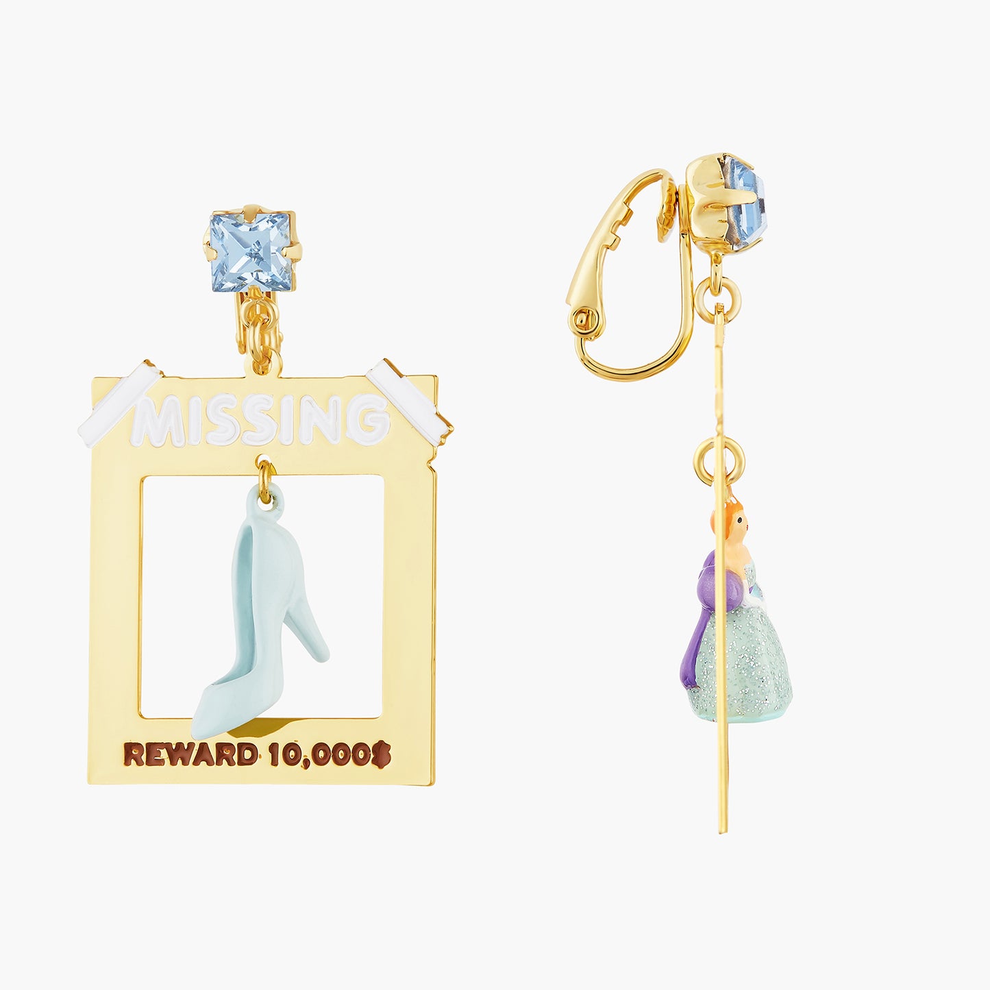 Cinderella, Slipper And Faceted Crystal Earrings | AOCE1121