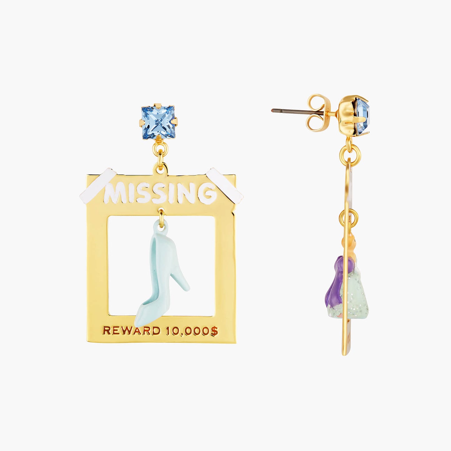 Cinderella, Slipper And Faceted Crystal Earrings | AOCE1121