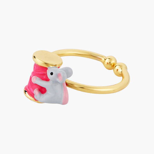 Mouse And Spool Of Thread Adjustable Ring | AOCE6031
