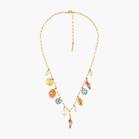 Pearls, Mother Of Pearl And Seashells Charm Neckace | AOGL3081
