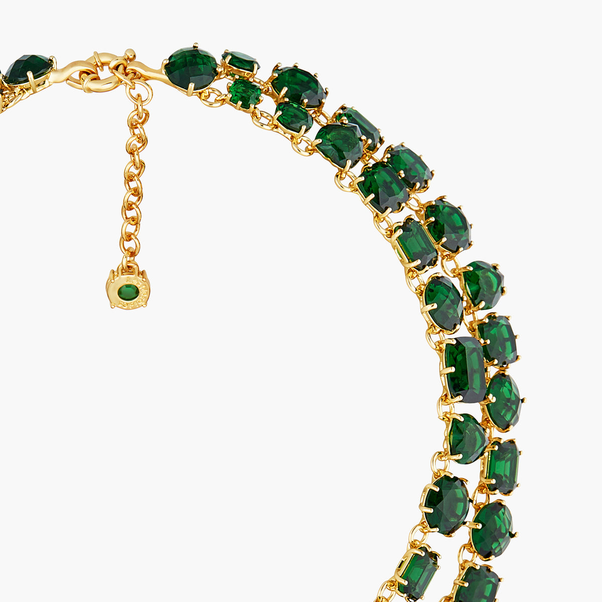 Emerald Green Two Row Diamantine Luxurious Necklace | AOLD3551