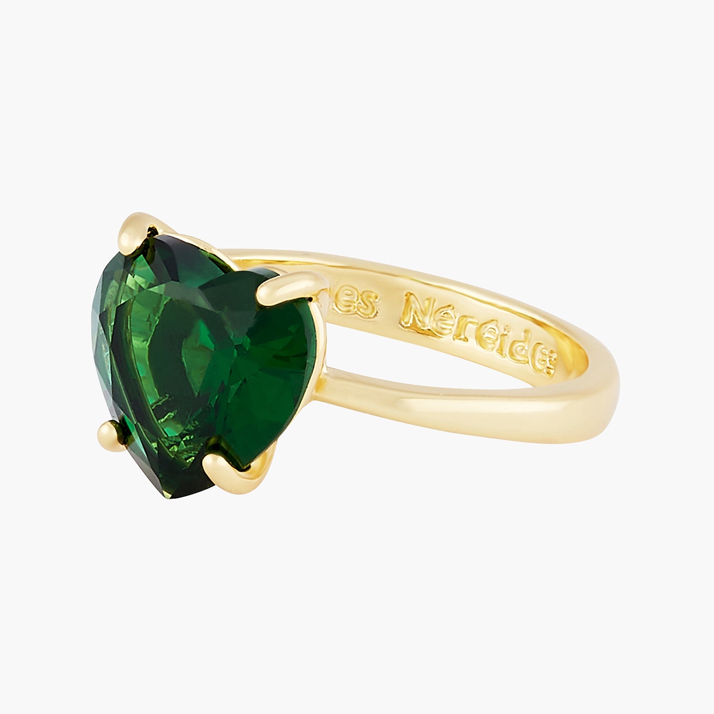 Emerald Green Heart Stone Diamantine Solitaire Ring | AOLD6171