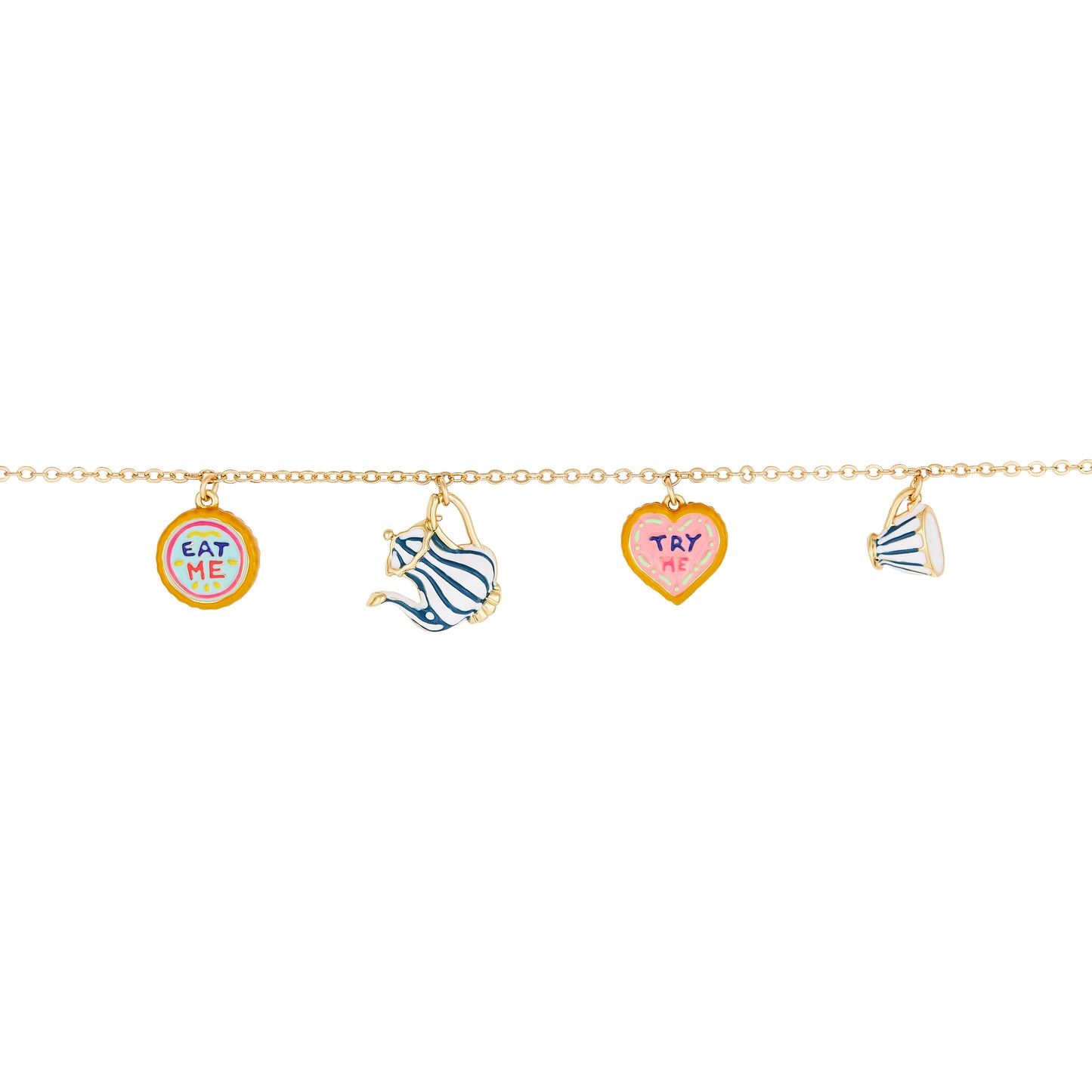 Alice In Wonderland Biscuits, Cup And Tea Pot Thin Bracelet | AONA2031