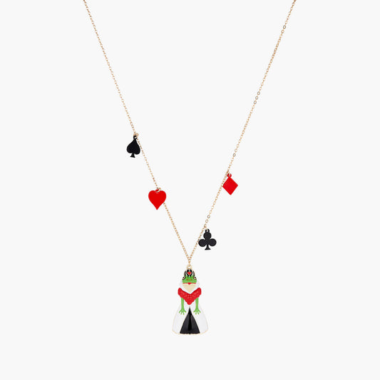 Alice In Wonderland Spade, Club, Diamond, Heart And Toad Red Queen Pendant Necklace | AONA3021