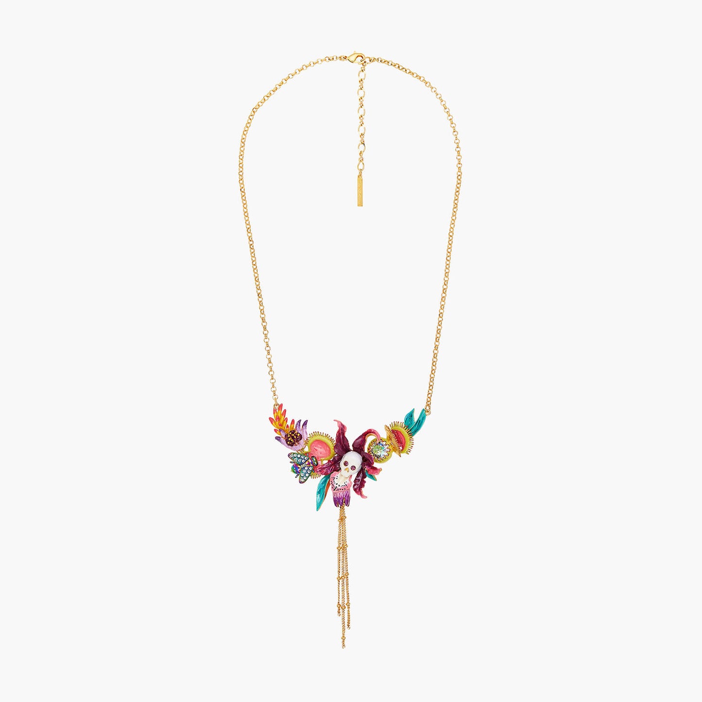 Tropical Flowers And Vanitas Statement Necklace | AOOC3091