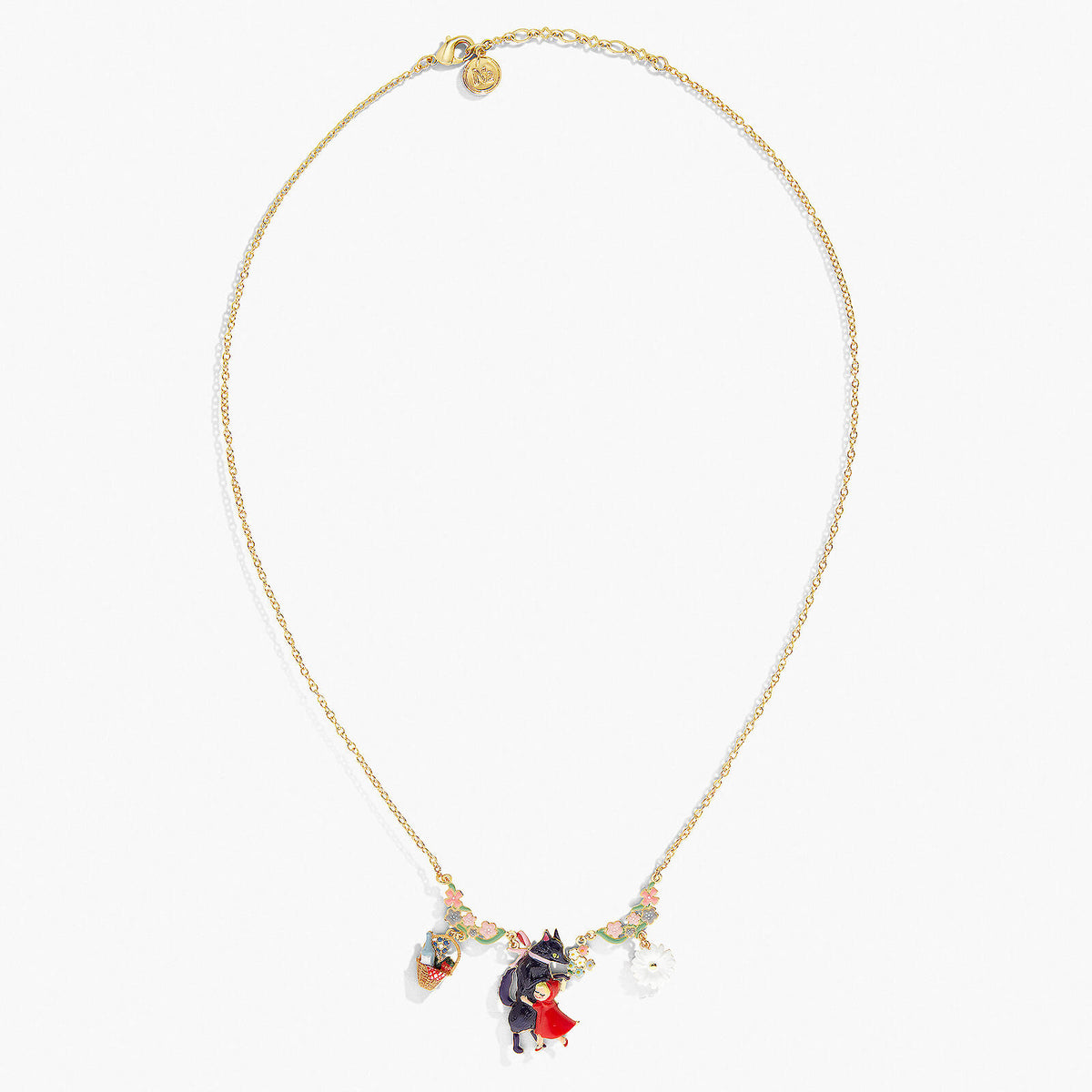 Flowery Big Bad Wolf And Little Red Riding Hood Statement Necklace | APBB3011