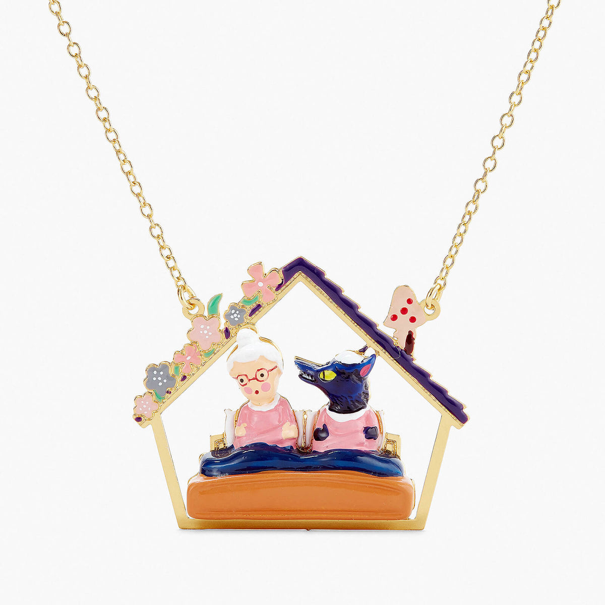 Grandmother And Big Bad Wolf Pendant Necklace | APBB3051