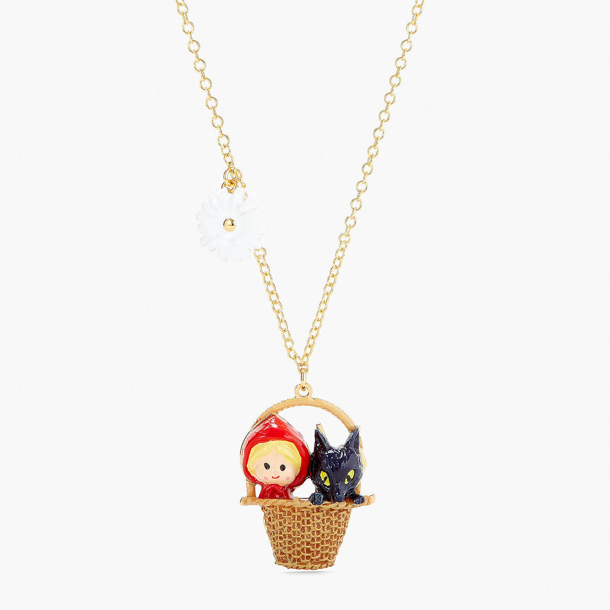 Basket, Little Red Riding Hood And Big Bad Wolf Pendant Necklace | APBB3061
