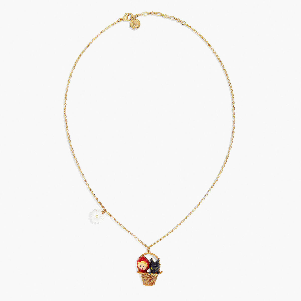 Basket, Little Red Riding Hood And Big Bad Wolf Pendant Necklace | APBB3061