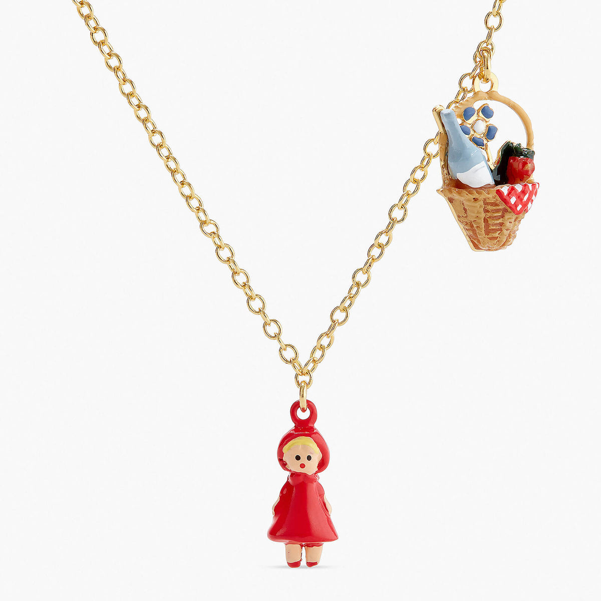 Basket And Little Red Riding Hood Pendant Necklace | APBB3081