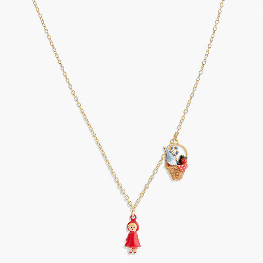 Basket And Little Red Riding Hood Pendant Necklace