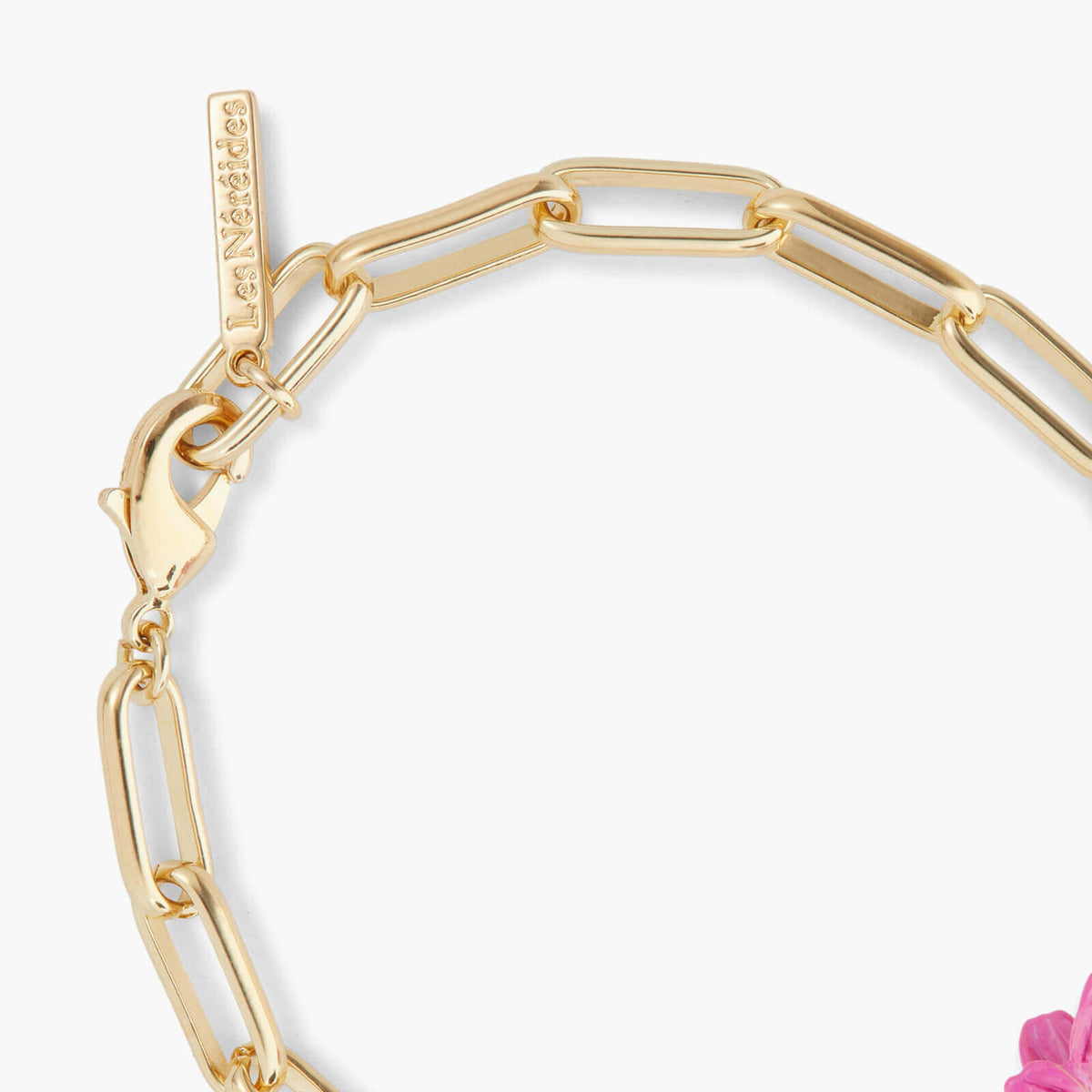 Pink Flower And Crystal Thin Bracelet | APCP2071