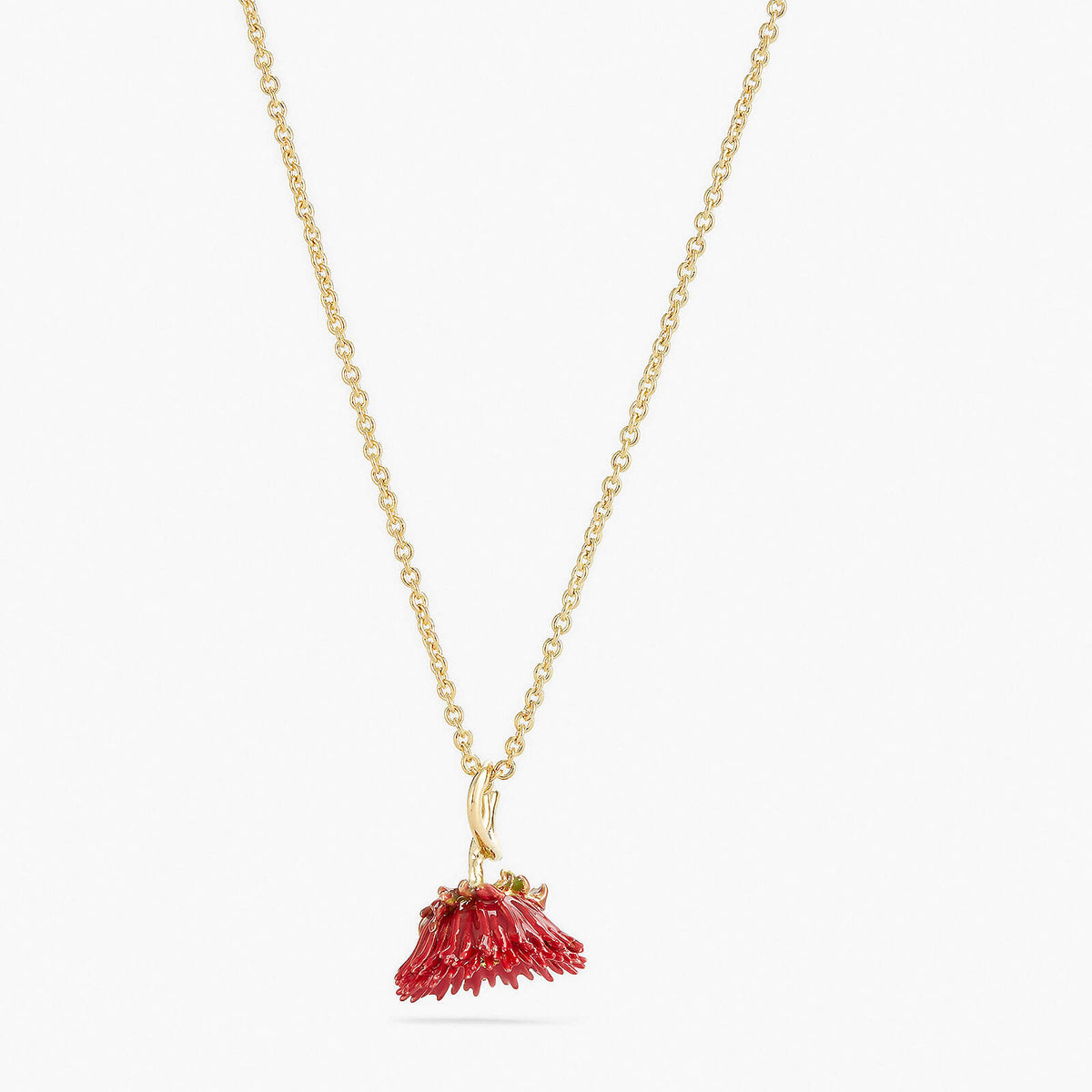 Red Flower And Cut Crystal Pendant Necklace | APCP3101