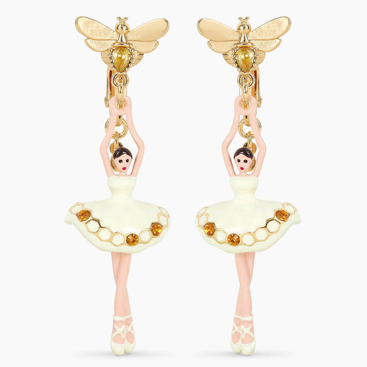 Sparkling Rhinestone Ballerina And Bee Earrings