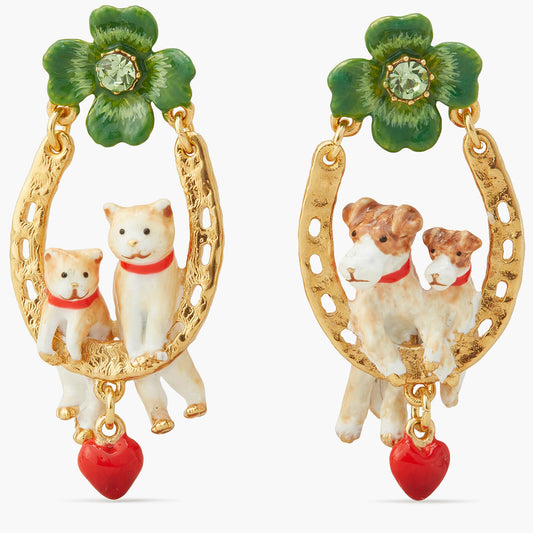 Horseshoe, Cats And Dogs Post Earrings | APLA1041
