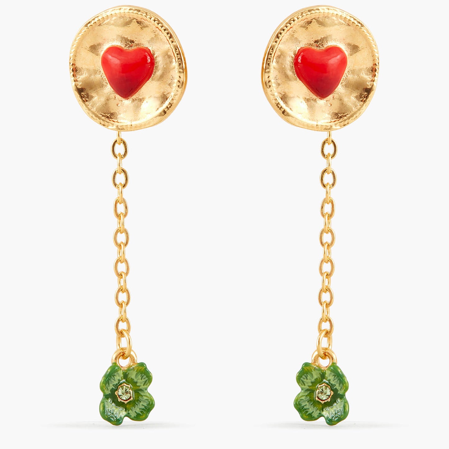 Clover And Heart Dangling Earrings | APLA1071