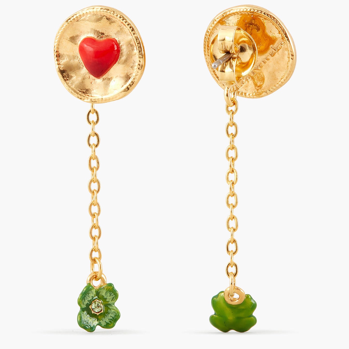 Clover And Heart Dangling Earrings | APLA1071