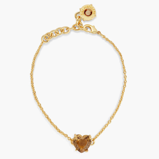 Golden Brown Diamantine Fine Heart Bracelet