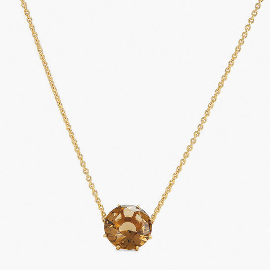 Golden Brown Diamantine Round Pendant Necklace | APLD3011