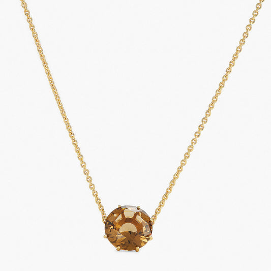 Golden Brown Diamantine Round Pendant Necklace