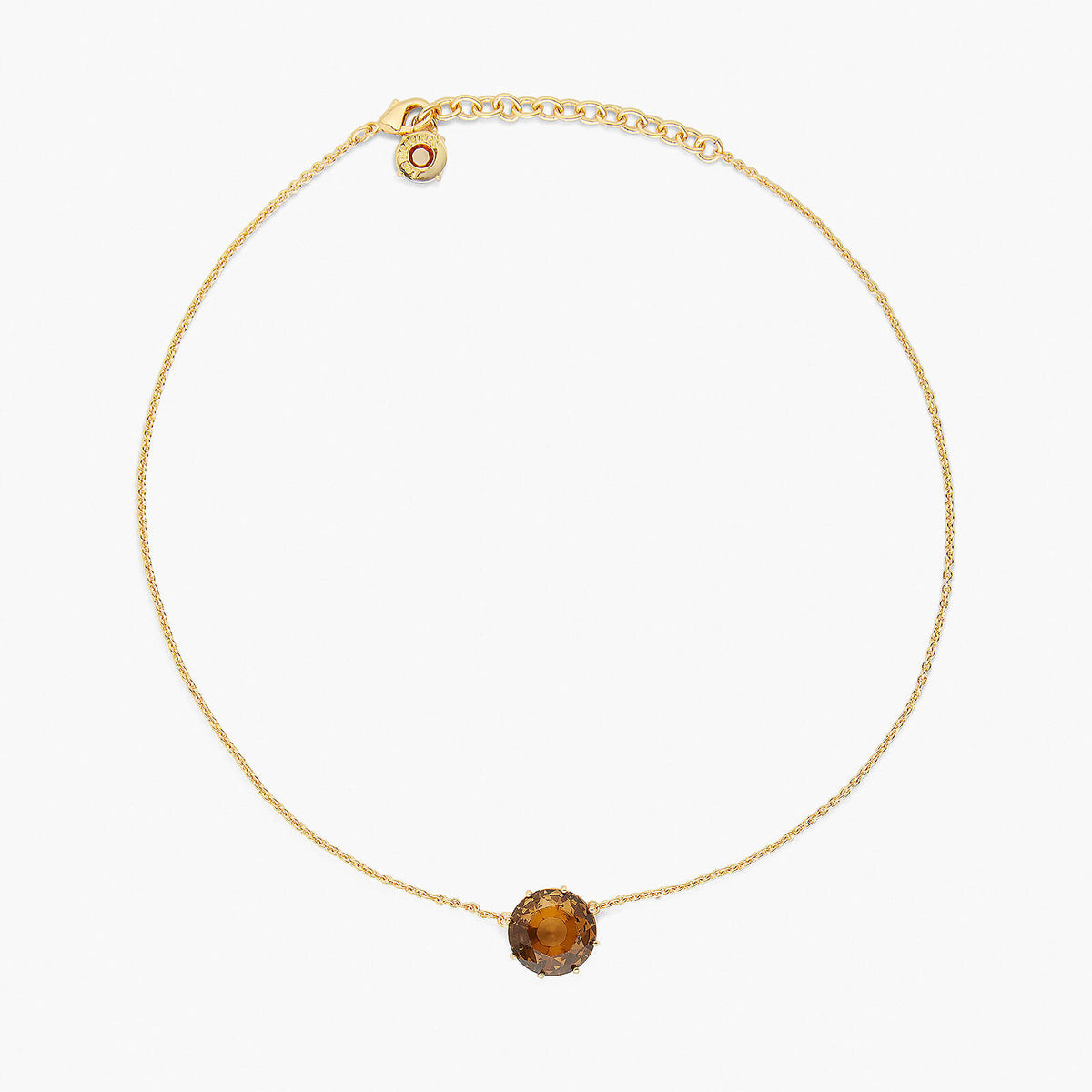 Golden Brown Diamantine Round Pendant Necklace | APLD3011