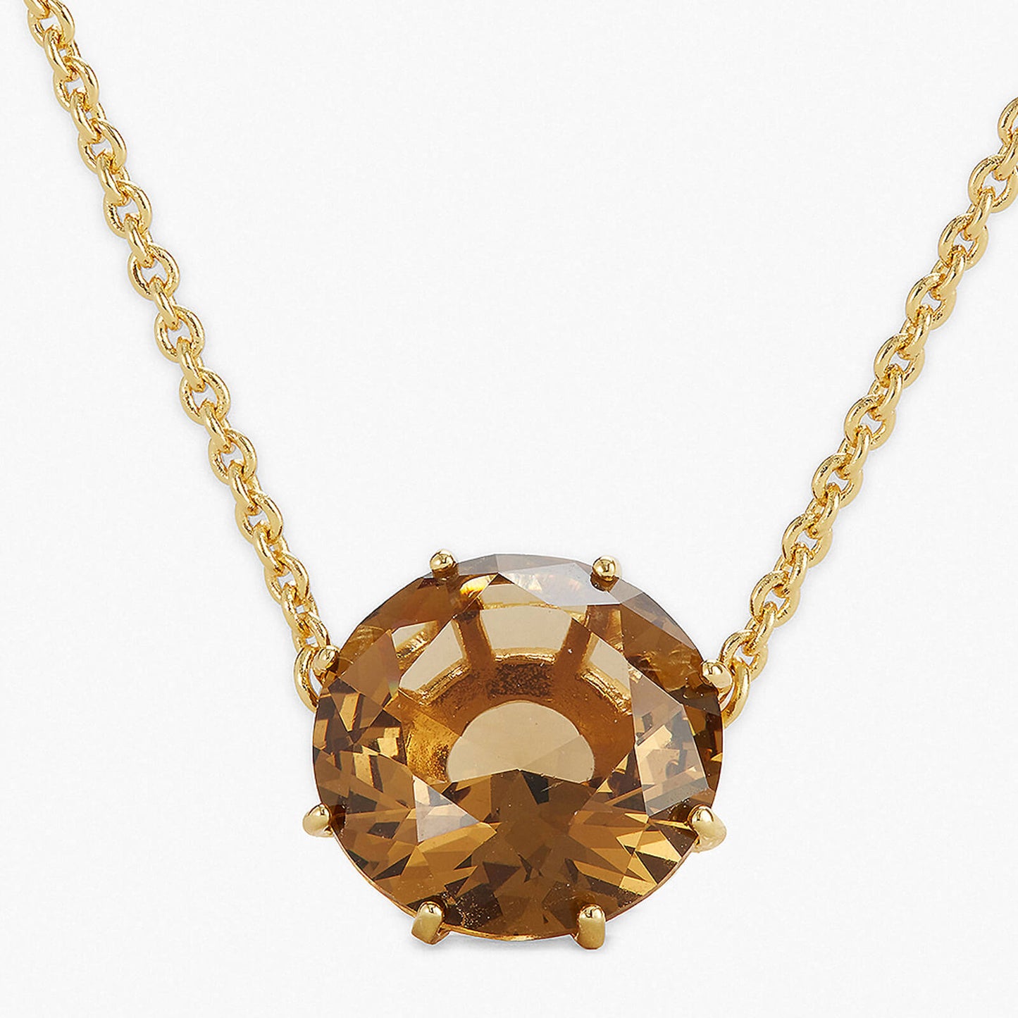 Golden Brown Diamantine Round Pendant Necklace | APLD3011