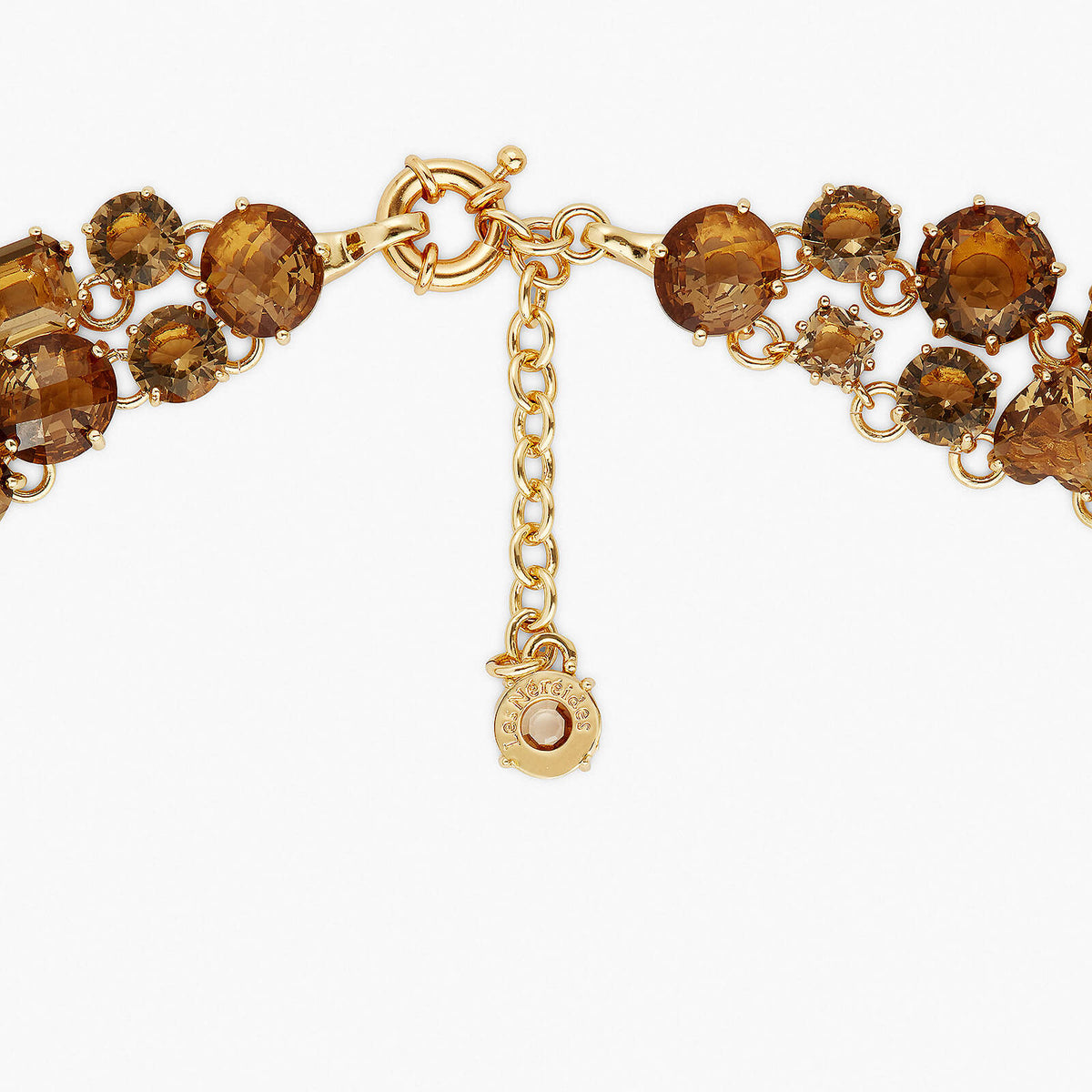 Golden Brown Diamantine Luxurious Two Row Necklace | APLD3551