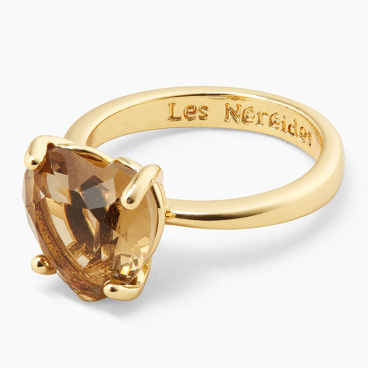 Golden Brown Diamantine Heart Solitaire Ring | APLD6171