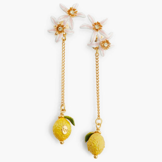 Lemon And Lemon Blossom Dangling Earrings