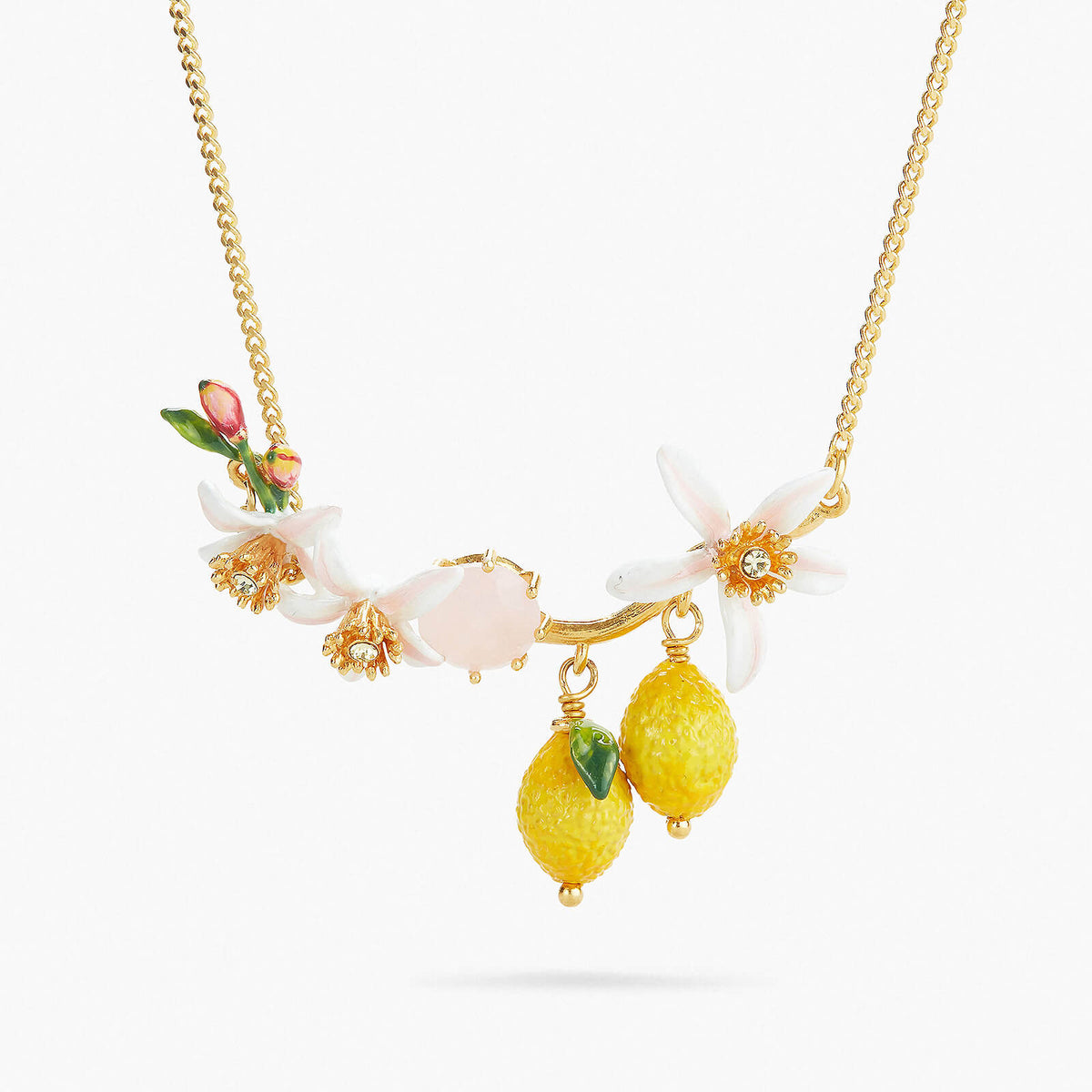 Lemons, Flower Buds And Lemon Blossom Statement Necklace | APMI3011