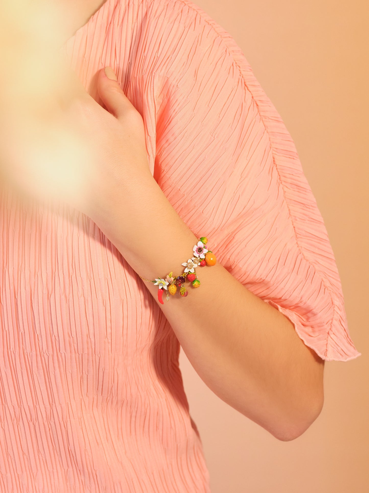 Orchard Fruits And Flowers Charm Bracelet