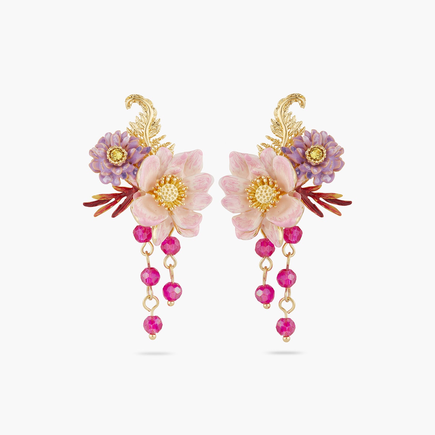 Aster And Lotus Flower Earrings | AQBI1011