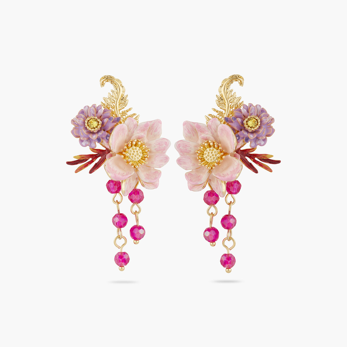 Aster And Lotus Flower Earrings | AQBI1011