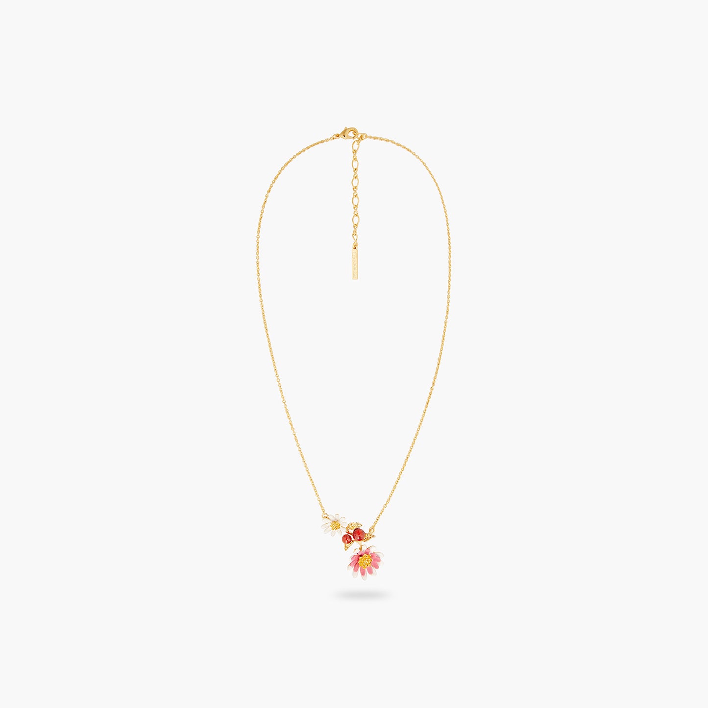 Pink and white anemone thin necklace | AQHC3021