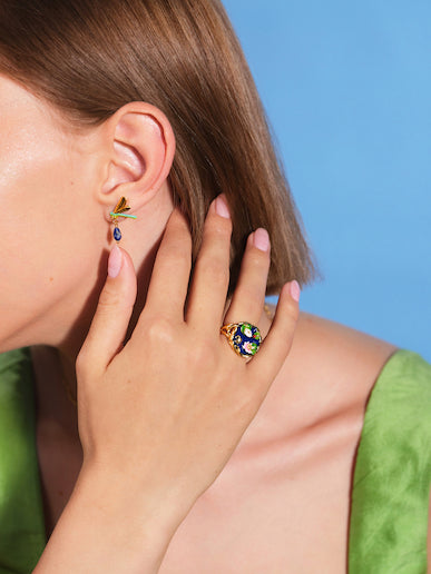 Water Lily And Lily Pad Pond Cocktail Ring | AQJF6031