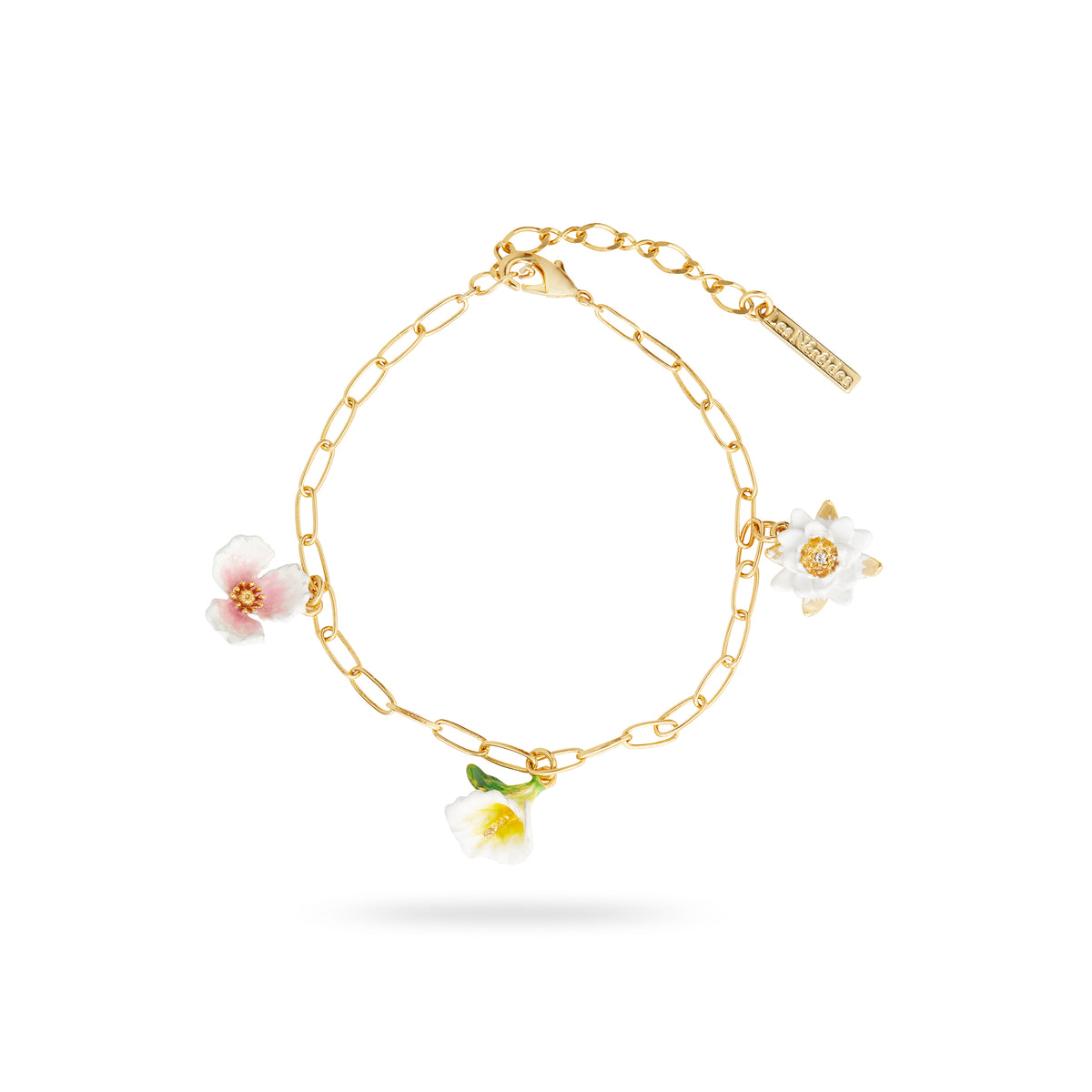 Gold-Plated Links And Flower Pendant Bracelet | AQJF2021