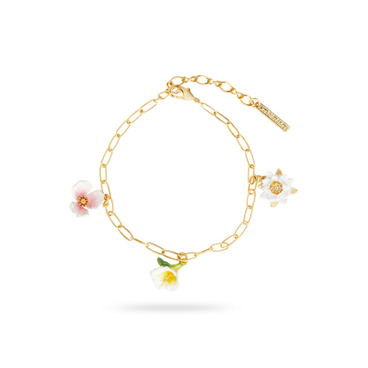 Gold-Plated Links And Flower Pendant Bracelet