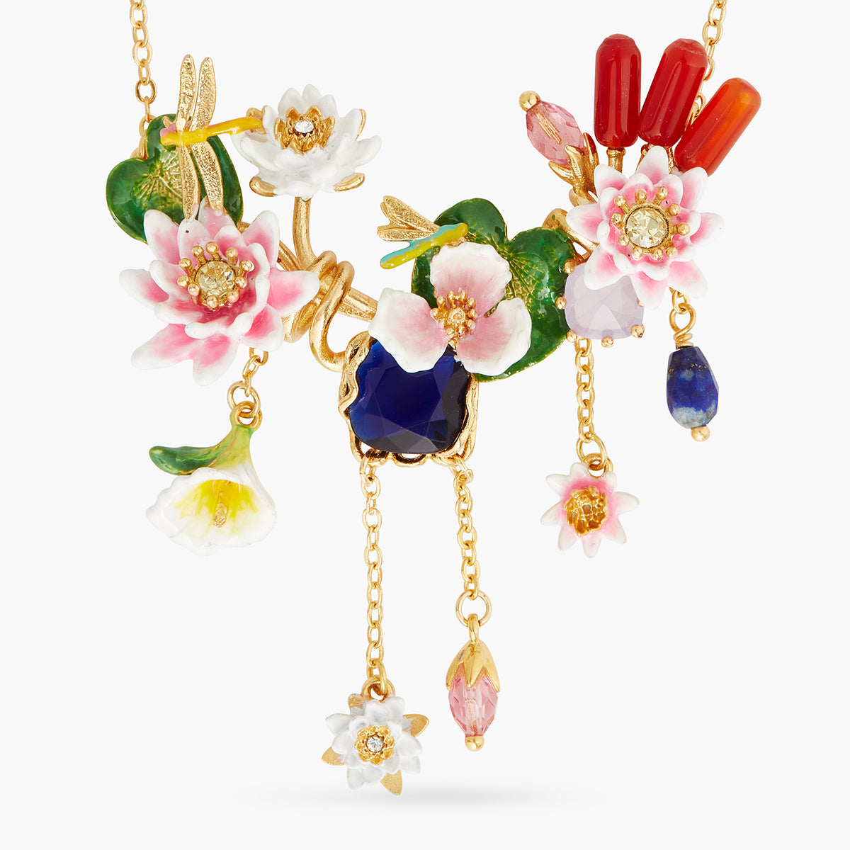 Water Garden And Lapis Lazuli Statement Necklace | AQJF3011